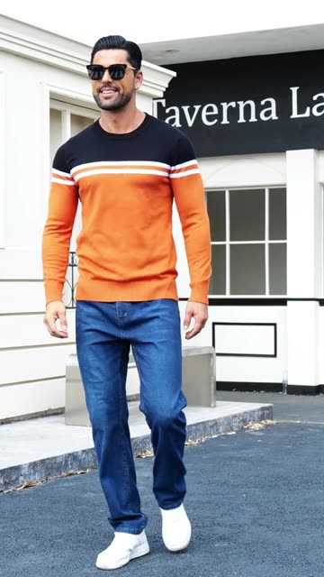 Men’s Warm Autumn Winter Base Layer Casual Striped Pullover Sweater
