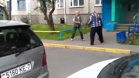 Old drunk fellas try and fight