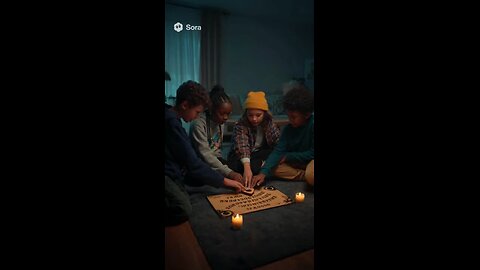 Kids playing with a ouija board
