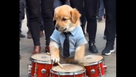 Cute puppy funny dance.