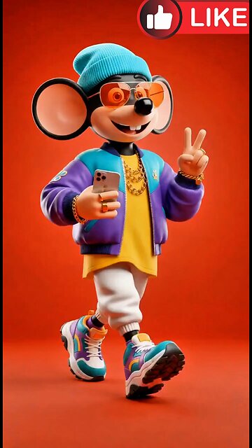 The mouse is wearing a rough and tough dress and is showing off his handsomeness by dancing. AI