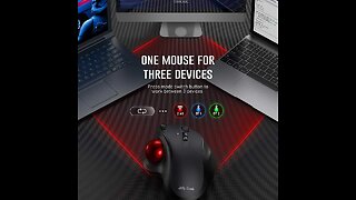 Wireless Ergonomic Rechargeable Trackball Mouse Bluetooth 4.0 Mac Windows Computer Laptop PC
