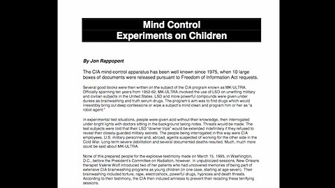 🔲🔺 U.S. Gov't Mind Control Experiments on Children ▪️ MK-Ultra, Jon Rappoport