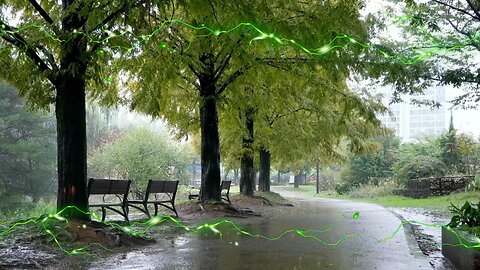 Rainy Day Serenity | Peaceful Park Ambience with Soft Rain Sounds for Relaxation & Focus