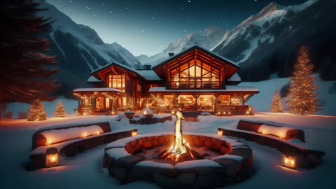 Mountain ski lodge snow ambience