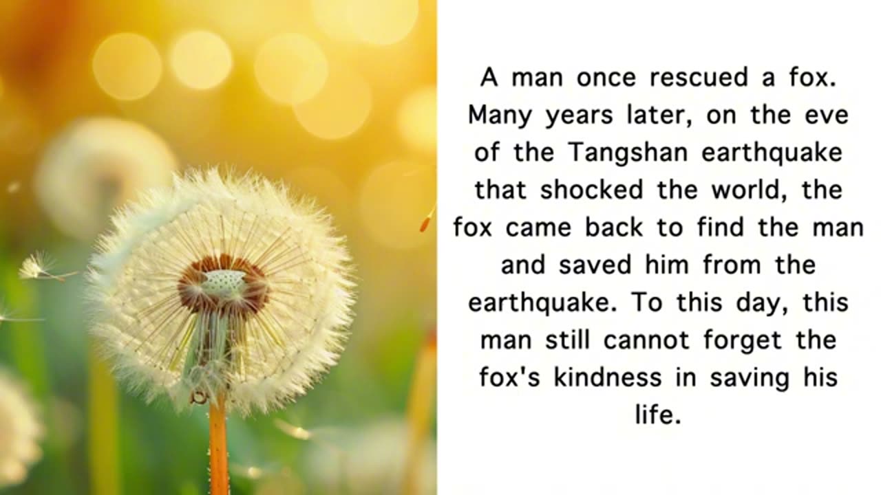 The fox returns the favor, Escaped the Tangshan earthquake.