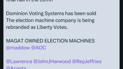 Dominion Voting Machines was bought by CEO Scott Leiendecker….
			