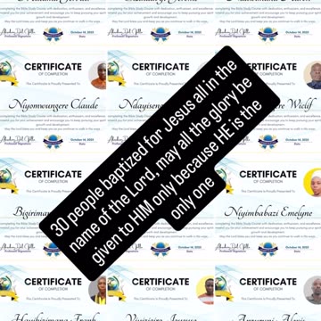 30 baptisms in the name of the Lord from the Bible studies on the Bible study channel!!