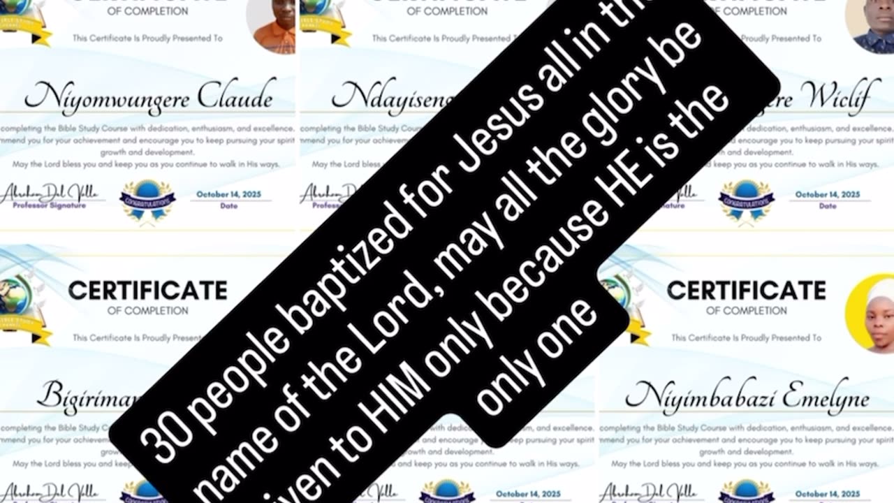 30 baptisms in the name of the Lord from the Bible studies on the Bible study channel!!