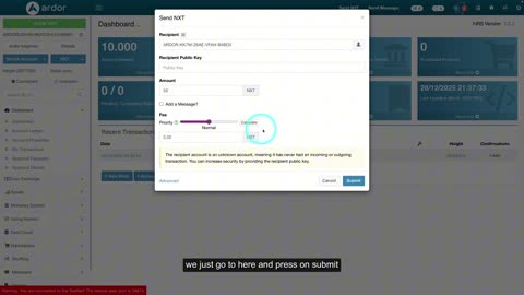 112 How to Send NXT tokens in the Ardor Wallet