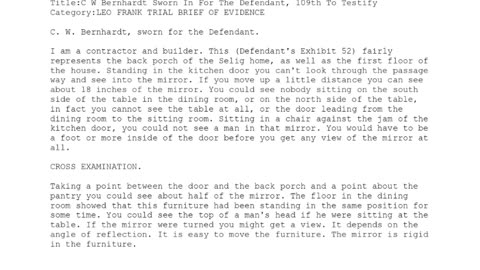 C. W. BERNHARDT, Sworn In For The Defendant, 109th To Testify