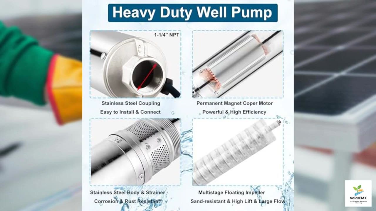 Solar Water Pump, DC24V 270W Submersible Deep Well Pump