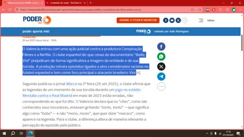Valencia processa Netflix e produtora de filme sobre Vini Jr.