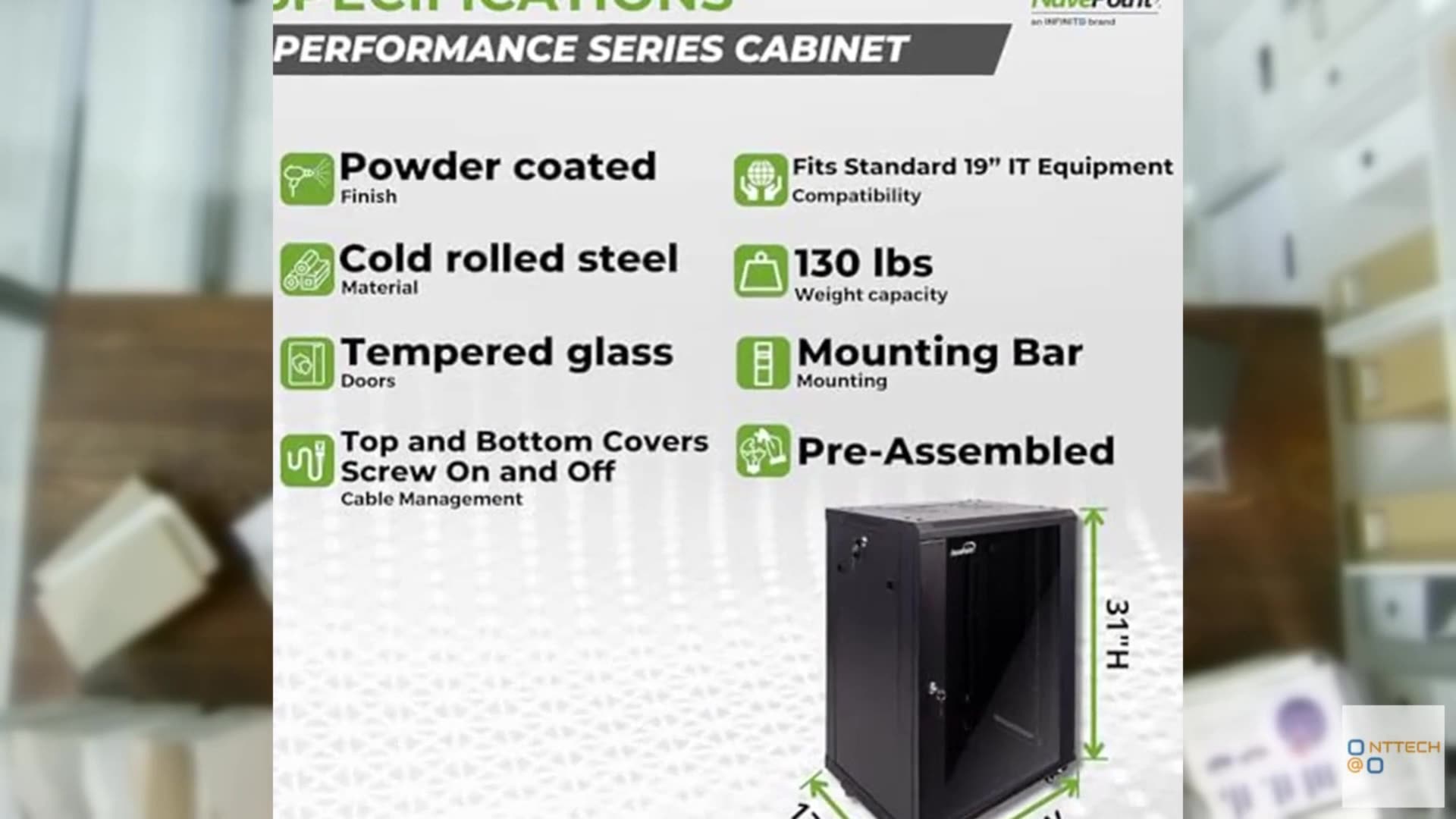 NavePoint 15U Server Cabinet Wall Mount Rack Enclosure with Caster Wheels, Inclu