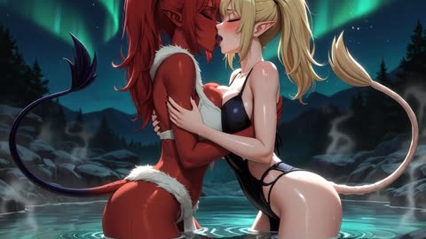 Succubus and Elf in Steamy Embrace, AI Video