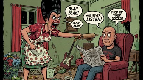 She keeps nagging [ Dance music ]