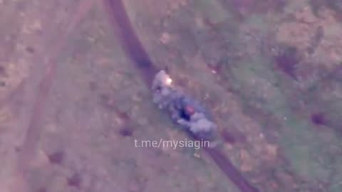 The 44th separate artillery brigade destroying a Russian tank with a direct hit, September 2022.