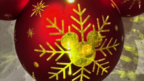 Disney Parks Mickey Mouse Shape Red Ornament with Gold Color Snowflake #shorts