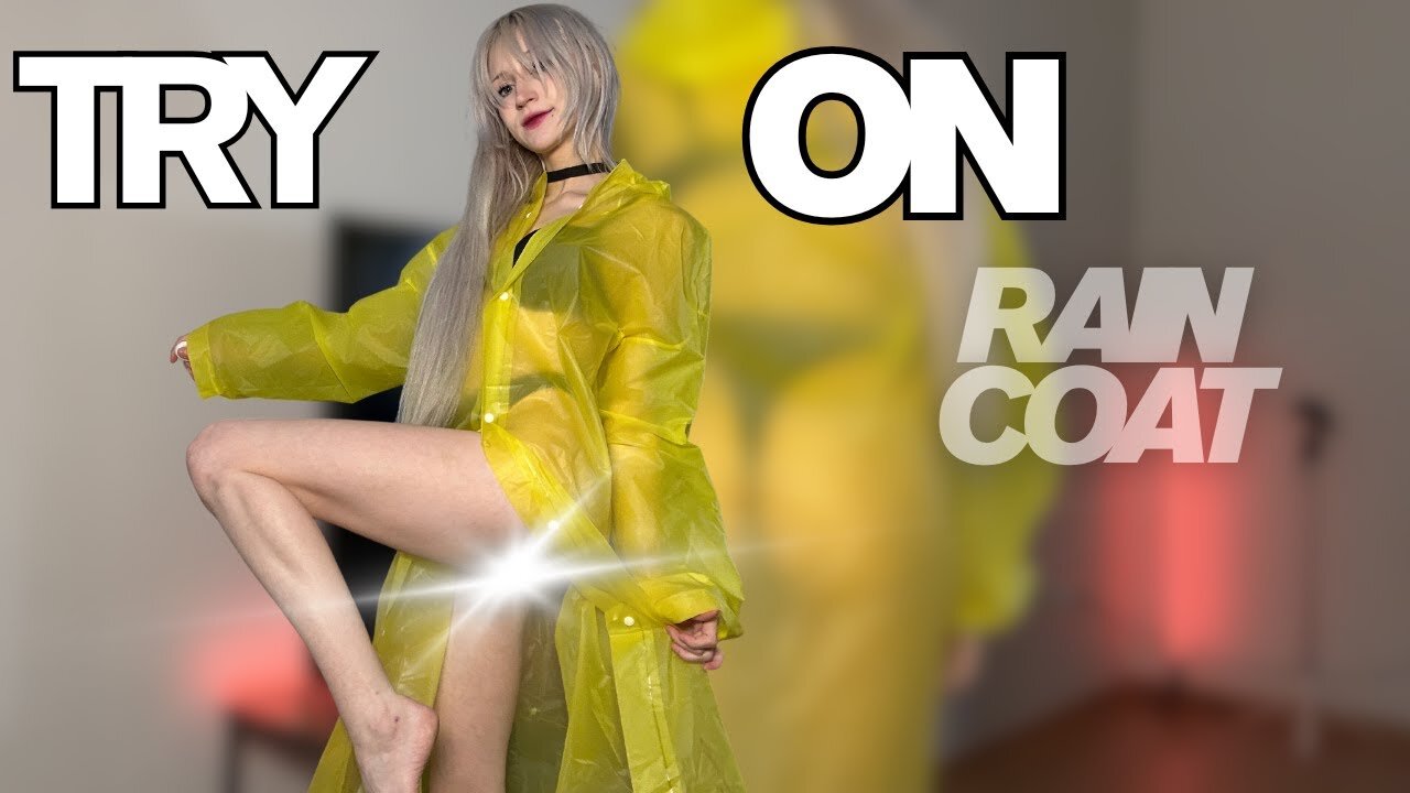 [4K USA] Raincoat Try-On | Bright Yellow Full View