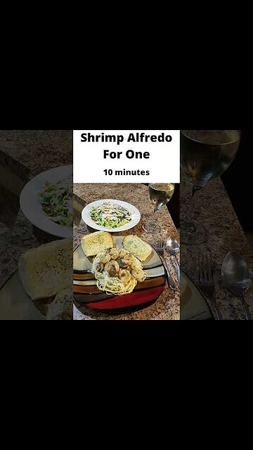 Shrimp Alfredo For one recipe #shorts