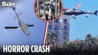 Moment helicopter spins out of control and crashes near California beach