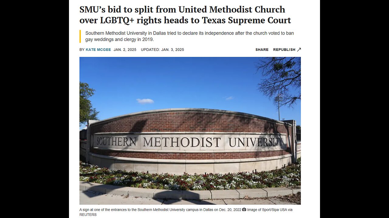 Southern Methodist University leaving United Methodist Church over LGBTQ