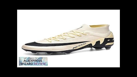 Men's FG Soccer Shoes Outdoor Cleats Long Spikes High-Top Sneakers Professional Football Review