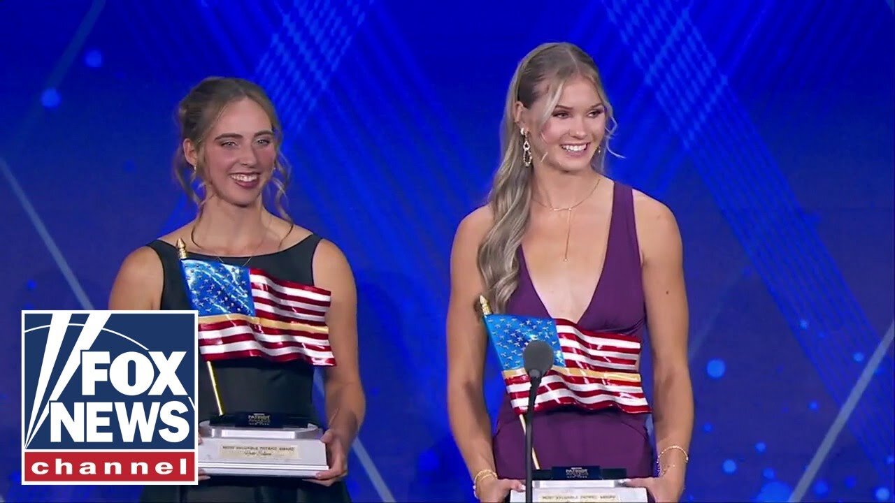 Alexa Anderson and Reese Eckard accept Most Valuable Patriot Award at Fox Nation Patriot Awards