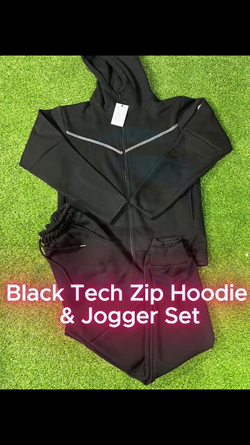 Modern Streetwear Black Hoodie with Matching Jogger Pants