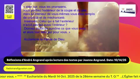 Réflexions d'André Angrand après lecture des textes par Jeanne Angrand. Date: 10/14/25