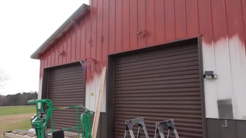 2400 SF Barn Is Almost Done. Red Is Done & White Trim Is Sweet!