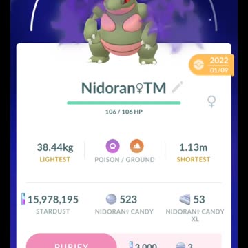 Pokémon GO-Evolving Shiny Shadow Nidorina