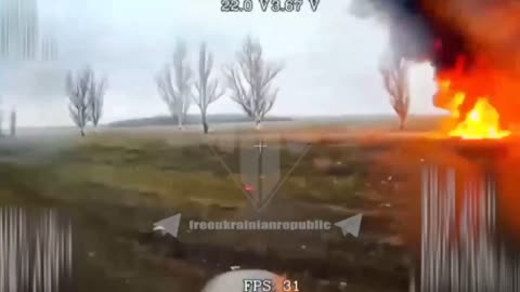 Russian fiber optic FPV drones destroy a Ukrainian car transporting soldiers & hunt the soldiers