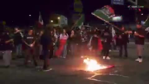 California protest where they burn an American flag