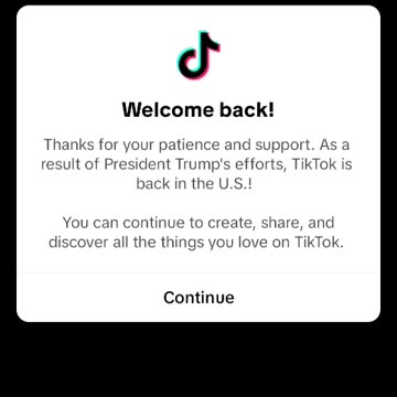 Welcome back tiktok tiktok its restored 01/21/25