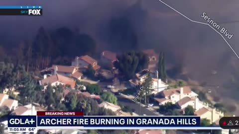 Archer fire breaks out in Granada Hills, evacuation warnings issue.