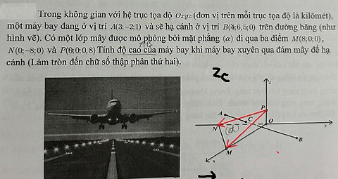 Toán 12: Trong không gian với hệ trục tọa độ Oxyz (đơn vị trên mỗi trục tọa độ là kilomet), một máy