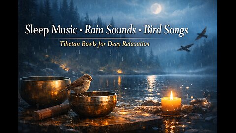 🎵 Sleep Music, Rain Sounds, Bird Sounds, Tibetan Singing Bowls #1306