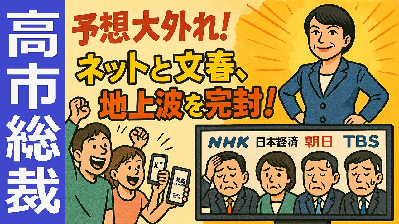 🤣高市早苗vsオールドメディア📢テレビ予想は大外れ!ネットと文春に完全敗北