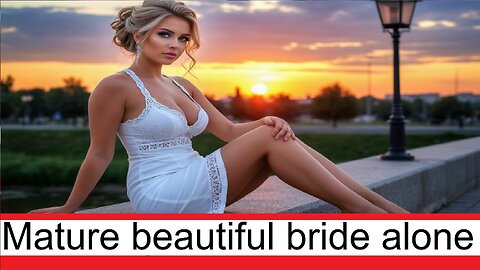 A beautiful mature bride in a very short dress