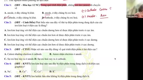 "HÓA BUỔI 14 : THẾ ĐIỆN CỰC VÀ NGUỒN ĐIỆN HÓA HỌC VÀ ĐIỆN PHÂN "