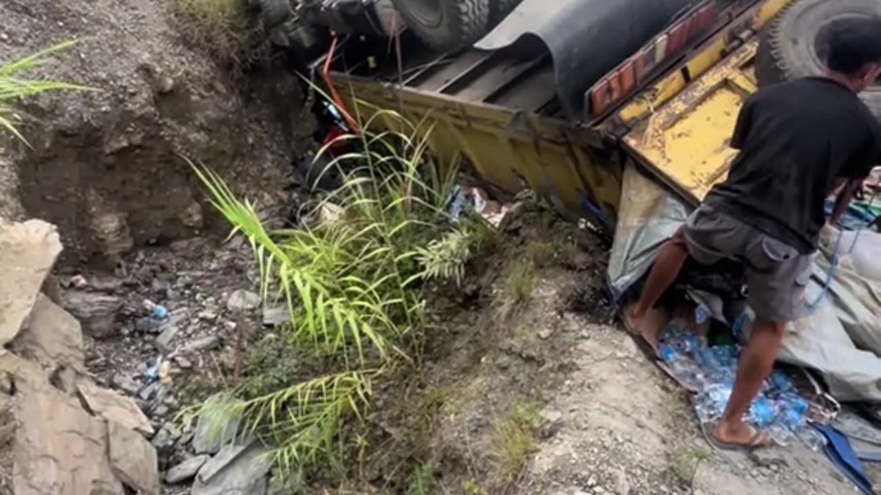 The truck rolled over on an extreme incline because it couldn't climb uphill