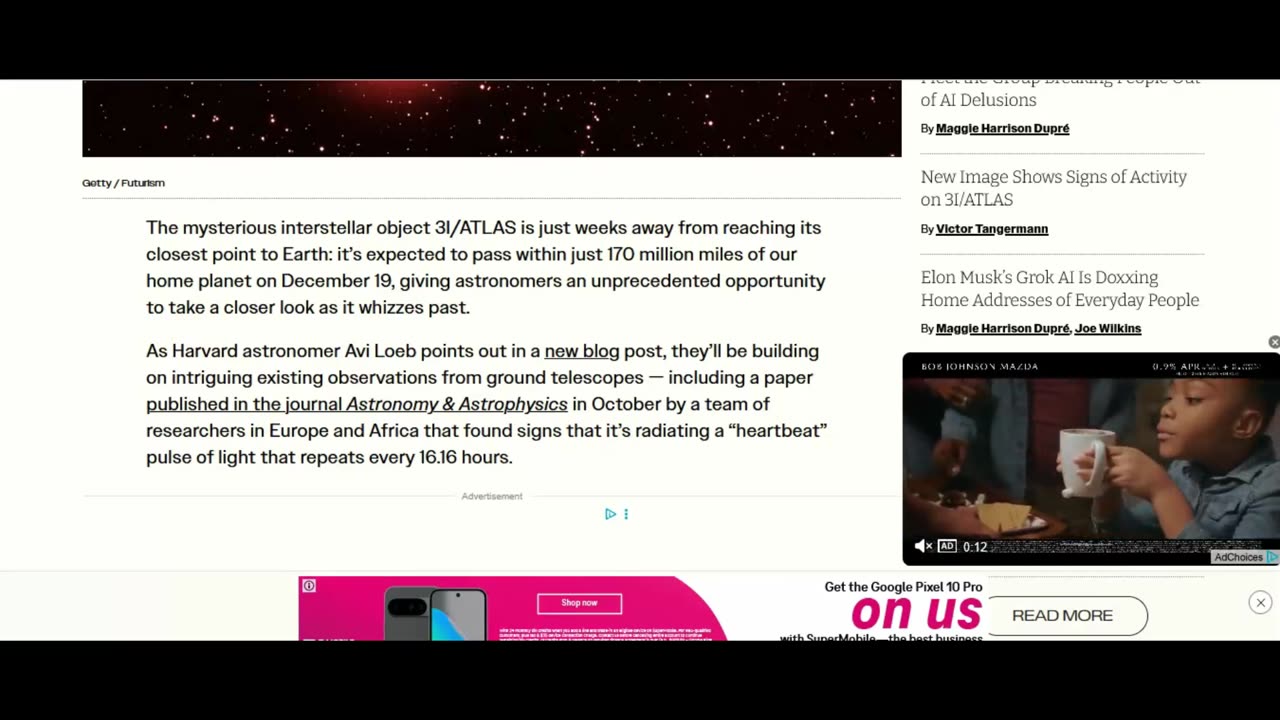 The 3 I Atlas light 'pulse' comes from an area less than 200 ft across!