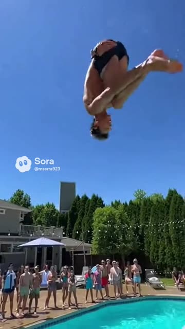 Trampoline Triple Flip Into Pool