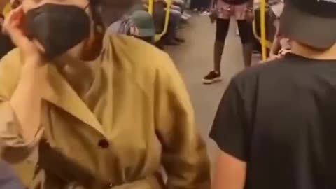 Black woman goes crazy on train, Germany
			
