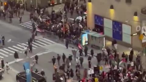 A massive crowd of Hamas supporters has taken over downtown Manhattan