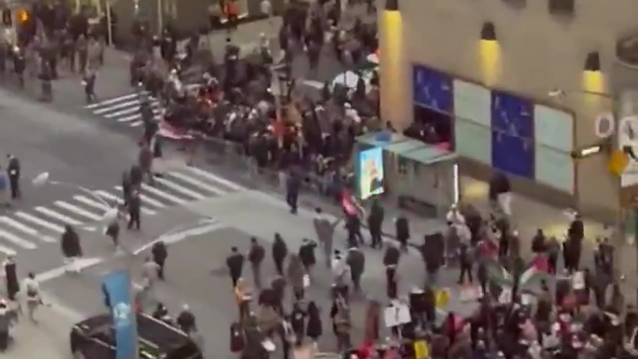 A massive crowd of Hamas supporters has taken over downtown Manhattan