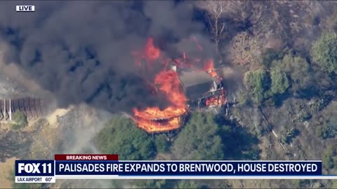 Home destroyed in the Mandeville Canyon area of #Brentwood in the #PalisadesFire