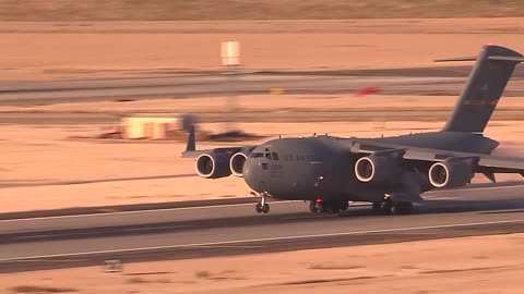 Joint Forcible Entry Exercise - C-17 & C-130 Takeoffs / Landings At Nellis AFB