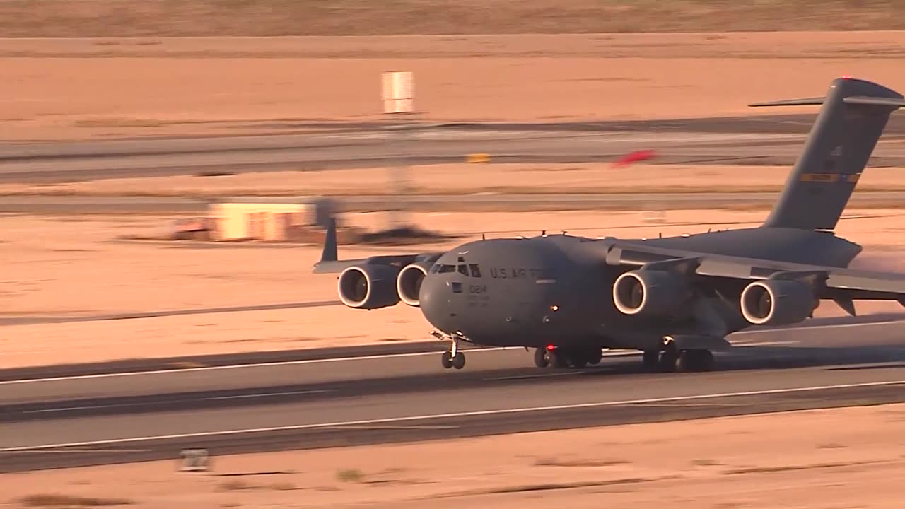 Joint Forcible Entry Exercise - C-17 & C-130 Takeoffs / Landings At Nellis AFB